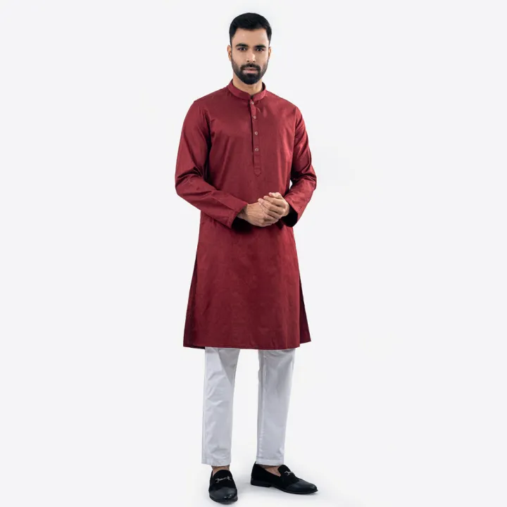 Lubnan Men’s Slim Fit Maroon Color Casual Cotton Panjabi