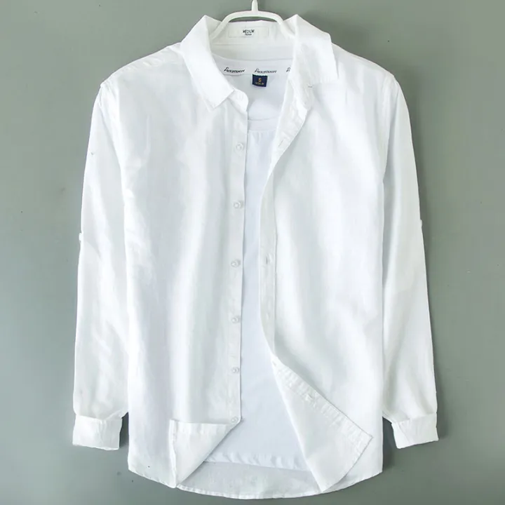  Stylish Regular Slim Fit White Blank Cotton Long Sleeve Formal Shirt For Men